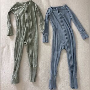 Little Sleepies Bundle of 2 Ribbed Zip Sleepers in Sage and Dusty Blue